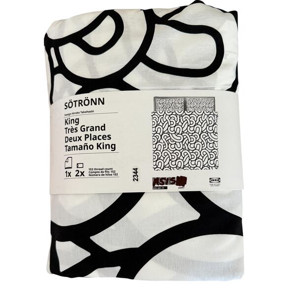 IKEA SOTRONN Black & White Pattern King Duvet Cover & Pillowcases - Picture 1 of 5